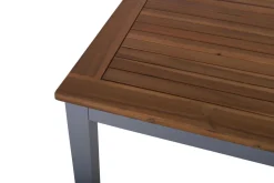 VILLANA Garten-Essgruppe, silber/schwarz, Alu / Akazie, Gartentisch 150 x 90 cm, 6 Klappstühle, FSC®-zertifiziertes Produkt