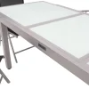 VILLANA Garten-Essgruppe, silber/schwarz, Alu/Textil, Tisch 160/220 cm, 8 Klappstühle