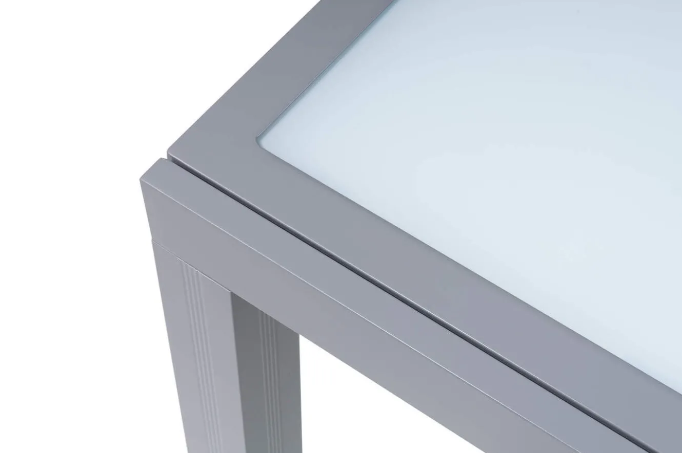 VILLANA Garten-Essgruppe, silber/anthrazit, Alu/ Eukalyptus, Ausziehtisch 160/220 x 90 cm, inkl 8 Klappstühle, FSC®-zertifiziertes Produkt
