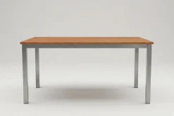 VILLANA Garten-Essgruppe, silber/natural, Alu/Eukalyptus, 150 x 90 x 74 cm, für 6 Personen, mit Fußkappen, witterungsbeständig, FSC®-zertifiziertes Produkt