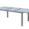 VILLANA Garten-Essgruppe, silber/anthrazit, Alu/Eukalyptus, Ausziehtisch 160/220 x 90 cm, inkl. 4 Klappstühle, FSC®-zertifiziertes Produkt