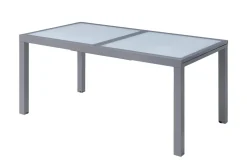 VILLANA Garten-Essgruppe, silber/anthrazit, Alu/Eukalyptus, Ausziehtisch 160/220 x 90 cm, inkl. 4 Klappstühle, FSC®-zertifiziertes Produkt