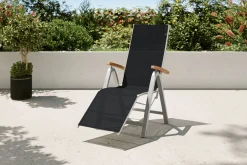 VILLANA Garten-Essgruppe, silber/natural, Alu/Eukalyptus, Tisch 150 x 90 cm, für 6 Personen, witterungsbeständig, FSC®-zertifiziertes Produkt