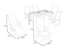 VILLANA Garten-Essgruppe, silber/natural, Alu/Eukalyptus, Tisch 150 x 90 cm, für 6 Personen, witterungsbeständig, FSC®-zertifiziertes Produkt