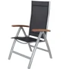 VILLANA Garten-Essgruppe, weiß/silber, Aluminium/Sicherheitsglas, Ausziehtisch 160/220 x 90 cm, 4 Klappstühle, FSC®-zertifiziertes Produkt