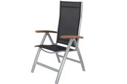 VILLANA Garten-Essgruppe, weiß/silber, Aluminium/Sicherheitsglas, Ausziehtisch 160/220 x 90 cm, 4 Klappstühle, FSC®-zertifiziertes Produkt