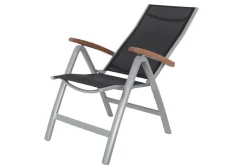 VILLANA Garten-Essgruppe, weiß/silber, Aluminium/Sicherheitsglas, Ausziehtisch 160/220 x 90 cm, 8 Klappstühle, FSC®-zertifiziertes Produkt