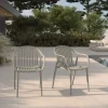 VILLANA Pico Curve Balkon-Set, grau, Kunststoff, Tisch Ø 70 cm und 2 Stapelsessel, UV- und wetterfest