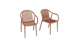 VILLANA Pico Curve Stapelsessel 2er-Set, ziegelrot, Kunststoff, 56,5 x 59,5 x 83 cm, stapelbar, UV-beständig