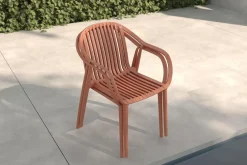 VILLANA Pico Curve Stapelsessel 2er-Set, ziegelrot, Kunststoff, 56,5 x 59,5 x 83 cm, stapelbar, UV-beständig