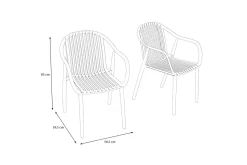 VILLANA Pico Curve Stapelsessel 2er-Set, ziegelrot, Kunststoff, 56,5 x 59,5 x 83 cm, stapelbar, UV-beständig
