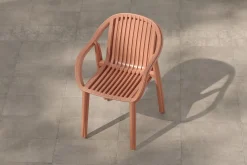 VILLANA Pico Curve Stapelsessel 2er-Set, ziegelrot, Kunststoff, 56,5 x 59,5 x 83 cm, stapelbar, UV-beständig