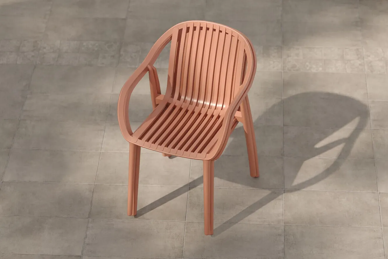VILLANA Pico Curve Stapelsessel 2er-Set, ziegelrot, Kunststoff, 56,5 x 59,5 x 83 cm, stapelbar, UV-beständig