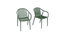 VILLANA Pico Curve Stapelsessel 2er-Set, pestogrün, Kunststoff, 56,5 x 59,5 x 83 cm, stapelbar, UV-beständig