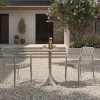 VILLANA Pico Soft Balkon-Set, grau, Kunststoff, Tisch Ø 70 cm und 2 Stapelsessel, UV-beständig, wetterfest