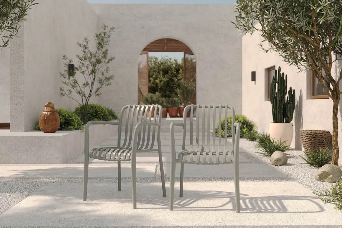 VILLANA Pico Soft Stapelsessel 2er-Set, grau, Kunststoff, 54 x 58,5 x 80,5 cm, stapelbar, UV-beständig