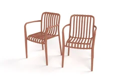 VILLANA Pico Soft Stapelsessel 2er-Set, ziegelrot, Kunststoff, 54 x 58,5 x 80,5 cm, stapelbar, UV-beständig