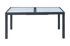 VILLANA Sylvania Ausziehtisch, anthrazit/weiß, Aluminium/Sicherheitsglas, 160/220 x 90 cm, Pulverbeschichtet, UV-Beständig, Mit Fußkappen