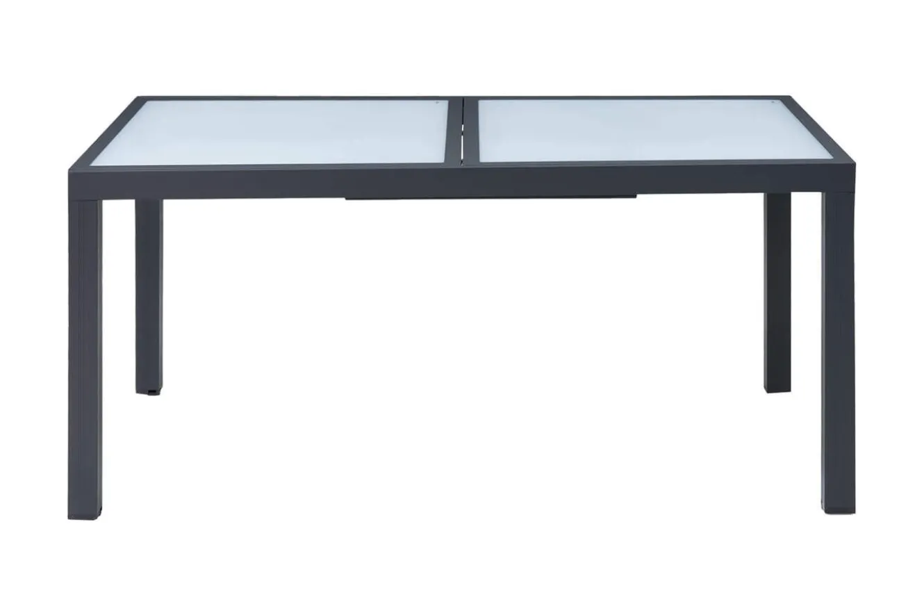 VILLANA Sylvania Ausziehtisch, anthrazit/weiß, Aluminium/Sicherheitsglas, 160/220 x 90 cm, Pulverbeschichtet, UV-Beständig, Mit Fußkappen