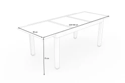VILLANA Sylvania Ausziehtisch, anthrazit/weiß, Aluminium/Sicherheitsglas, 160/220 x 90 cm, Pulverbeschichtet, UV-Beständig, Mit Fußkappen