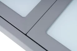 VILLANA Sylvania Ausziehtisch, silber/weiß, Alu/Sicherheitsglas, 160/220x90 cm, Flügelmechanismus