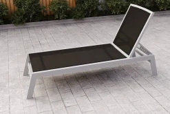 VILLANA Sylvania Gartenliege, silber/schwarz, Alu/Textil, 198 x 60 x 32 cm, verstellbar