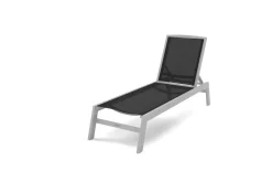 VILLANA Sylvania Gartenliege, silber/schwarz, Alu/Textil, 198 x 60 x 32 cm, verstellbar