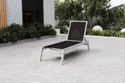 VILLANA Sylvania Gartenliege, silber/schwarz, Alu/Textil, 198 x 60 x 32 cm, verstellbar