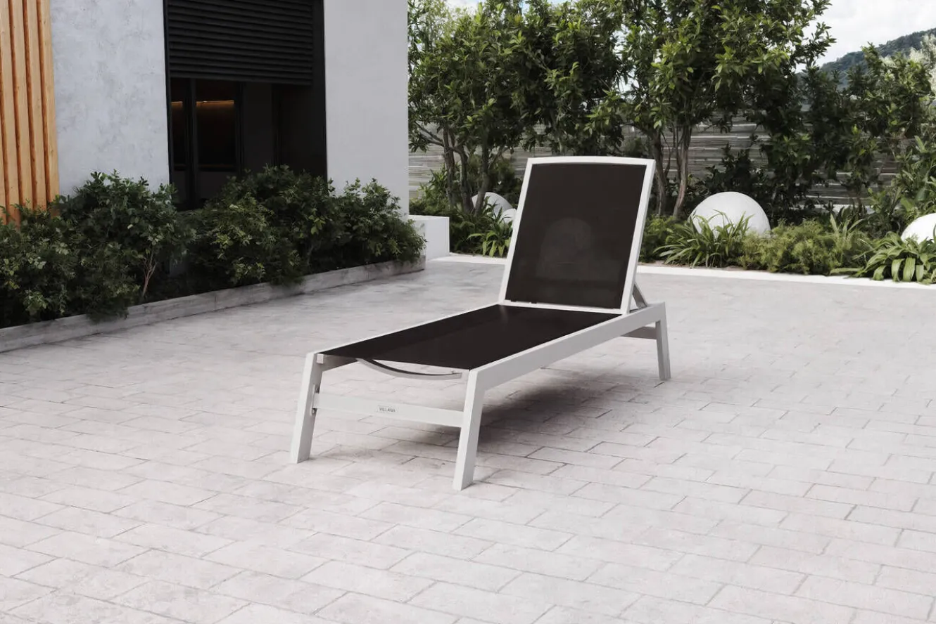 VILLANA Sylvania Gartenliege, silber/schwarz, Alu/Textil, 198 x 60 x 32 cm, verstellbar