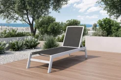 VILLANA Sylvania Gartenliege, silber/schwarz, Alu/Textil, 198 x 60 x 32 cm, verstellbar