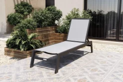 VILLANA Sylvania Gartenliege, anthrazit/grau, Alu/Textil, vertikal verstellbar,mit Fußkappen