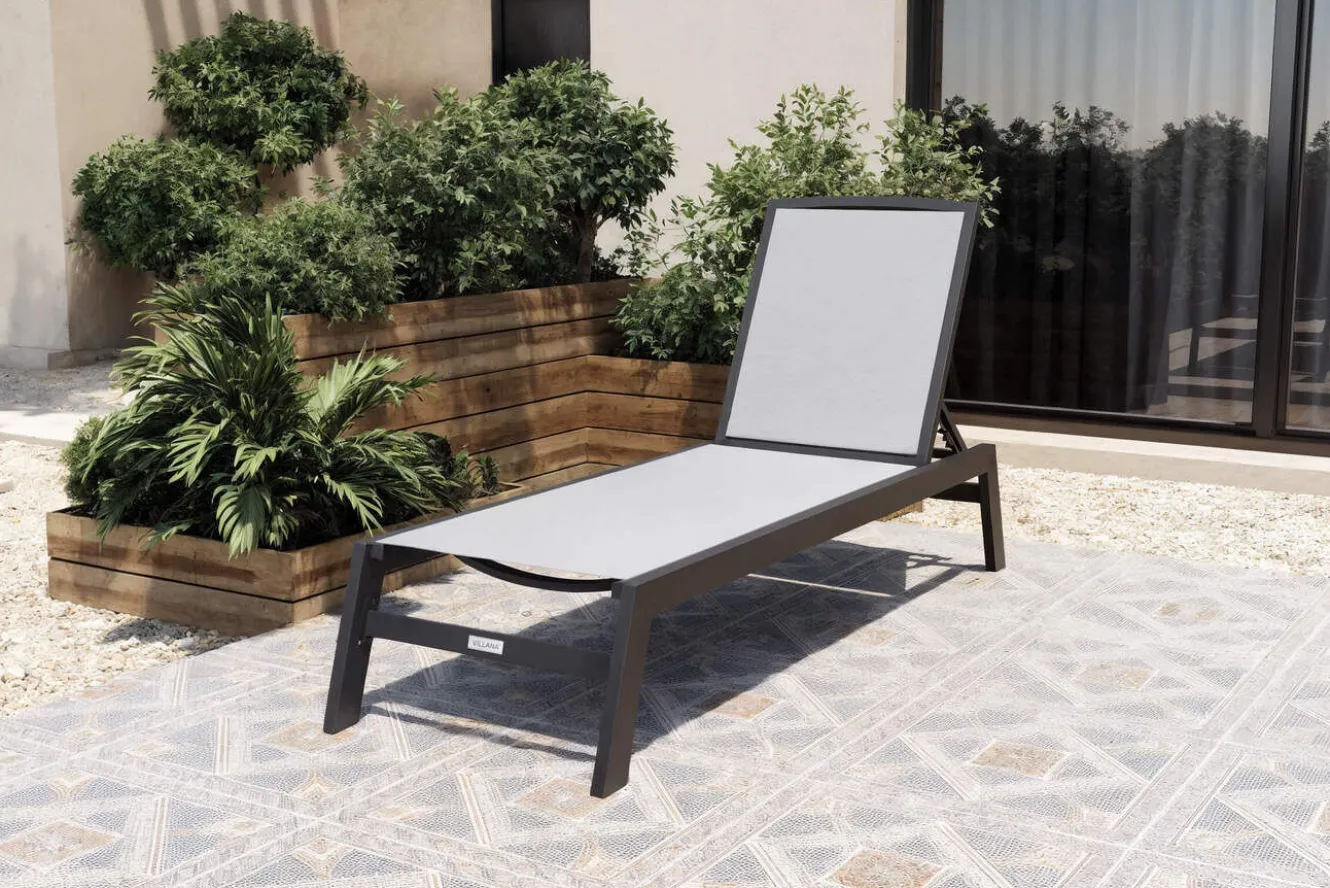 VILLANA Sylvania Gartenliege, anthrazit/grau, Alu/Textil, vertikal verstellbar,mit Fußkappen