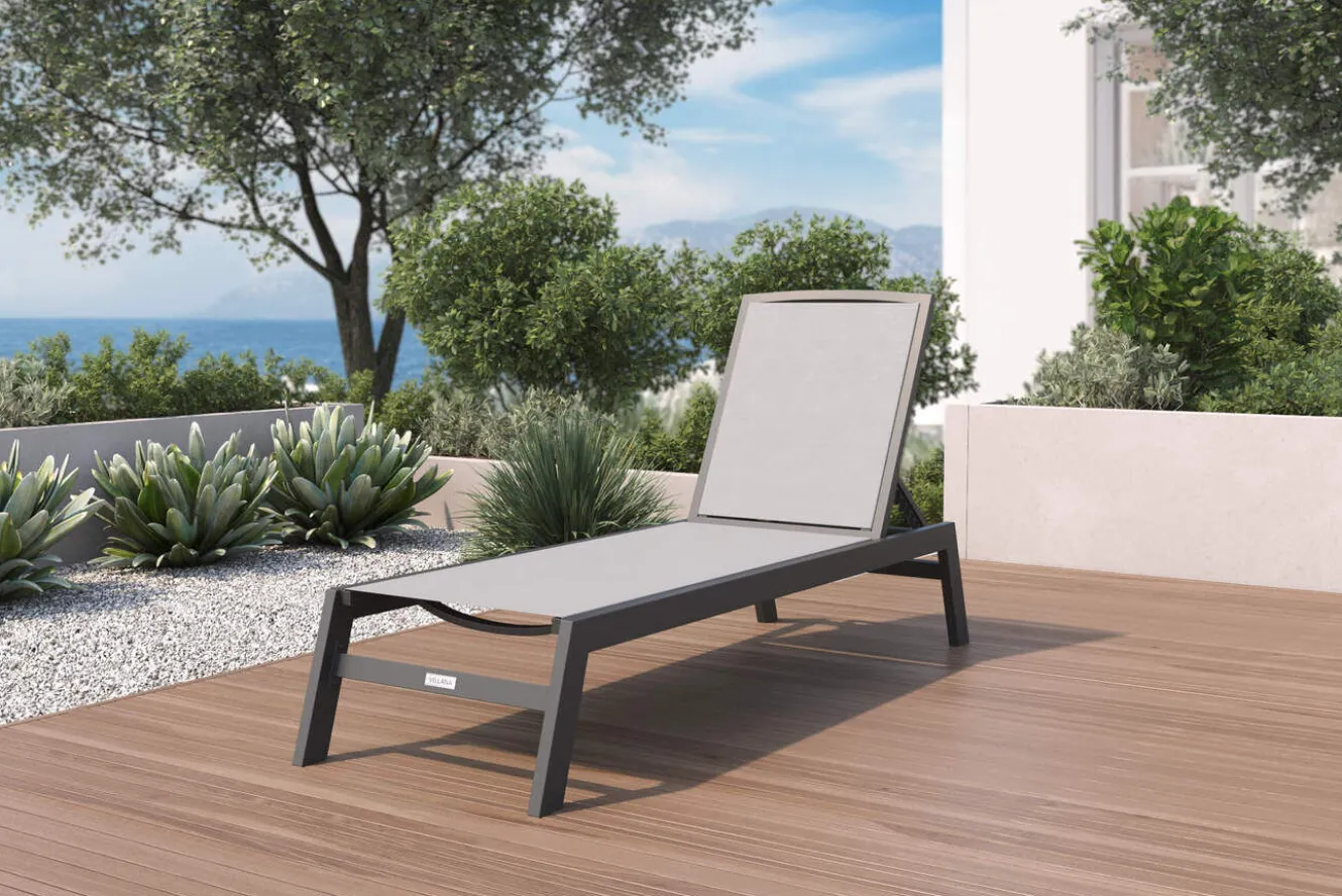 VILLANA Sylvania Gartenliege, anthrazit/grau, Alu/Textil, vertikal verstellbar,mit Fußkappen
