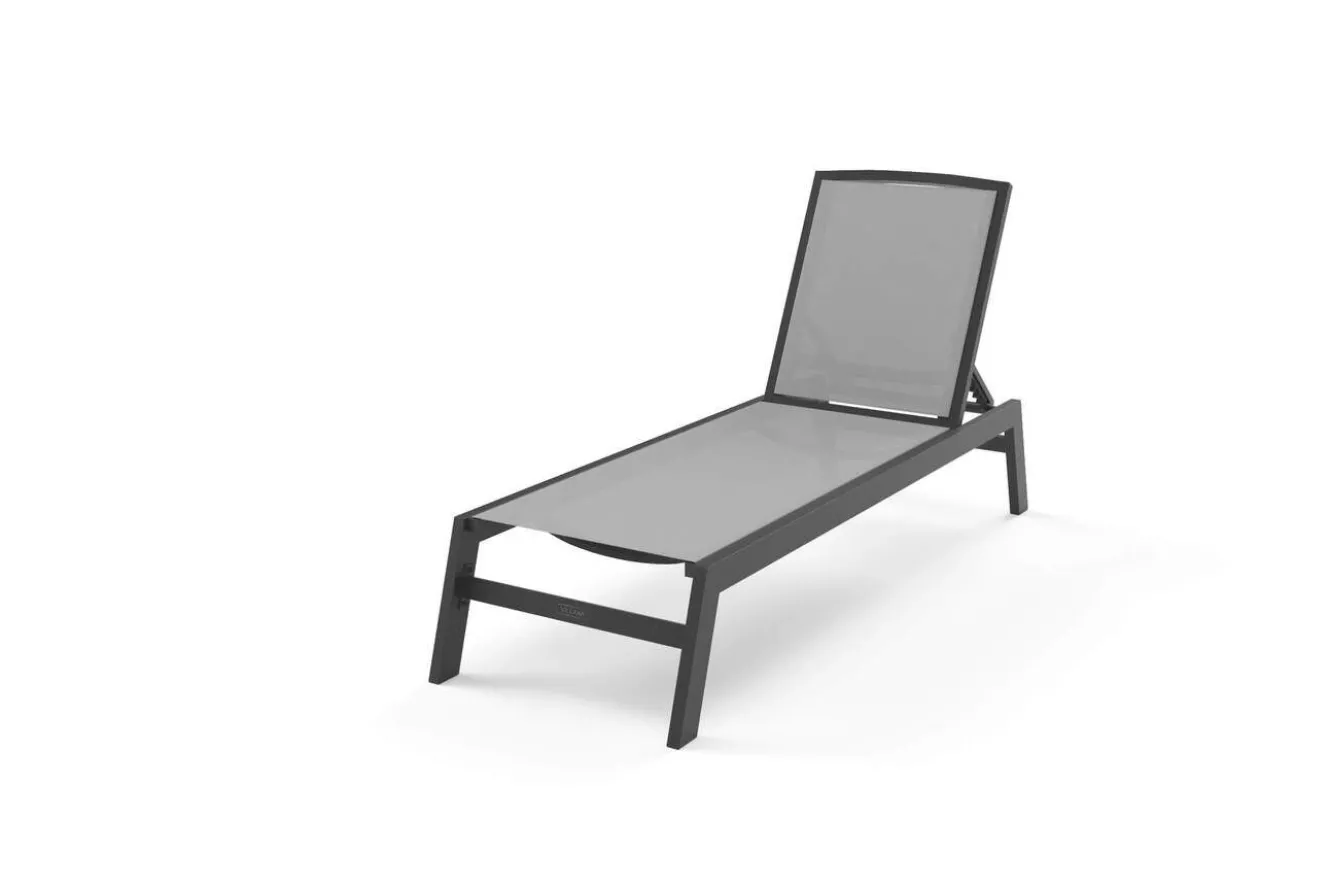 VILLANA Sylvania Gartenliege, anthrazit/grau, Alu/Textil, vertikal verstellbar,mit Fußkappen