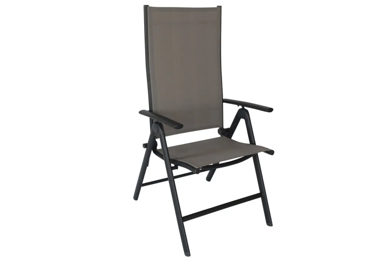 VILLANA Sylvania Klappstuhl, anthrazit/grau, Aluminium/Textil, 67 x 58 x 113 cm, klappbar