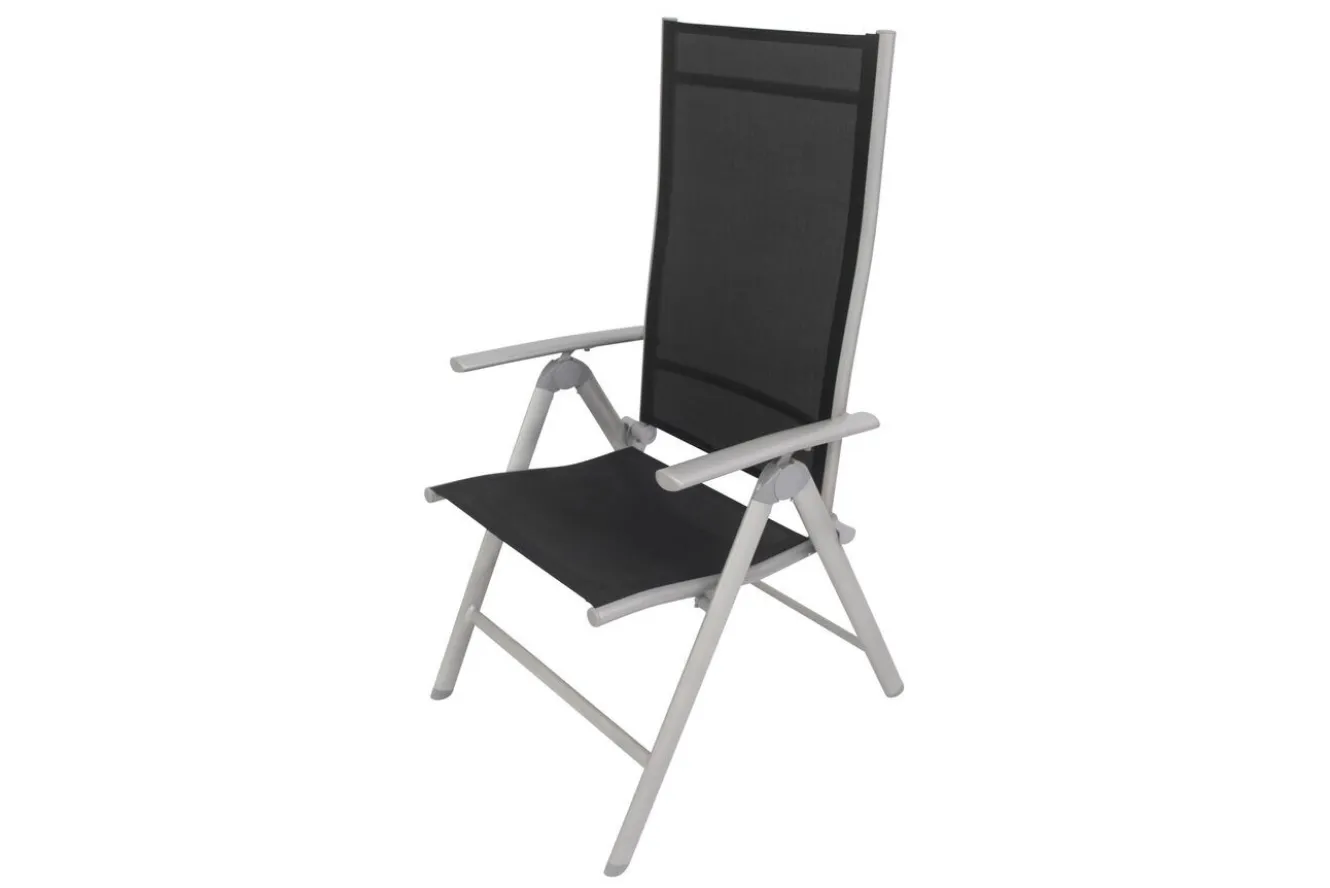 VILLANA Sylvania Klappstuhl, silber/schwarz, Aluminium/Textil, 67 x 58 x 113 cm, klappbar