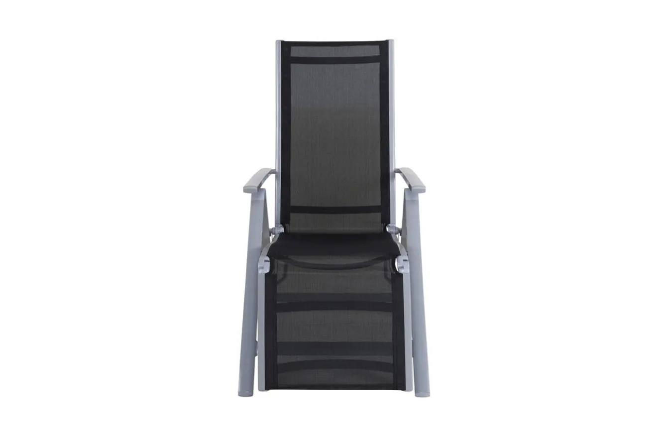 VILLANA Sylvania Relaxsessel, silber/schwarz, Alu/Textilene, 67 x 58 x 110 cm, klappbar
