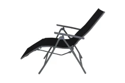 VILLANA Sylvania Relaxsessel, silber/schwarz, Alu/Textilene, 67 x 58 x 110 cm, klappbar