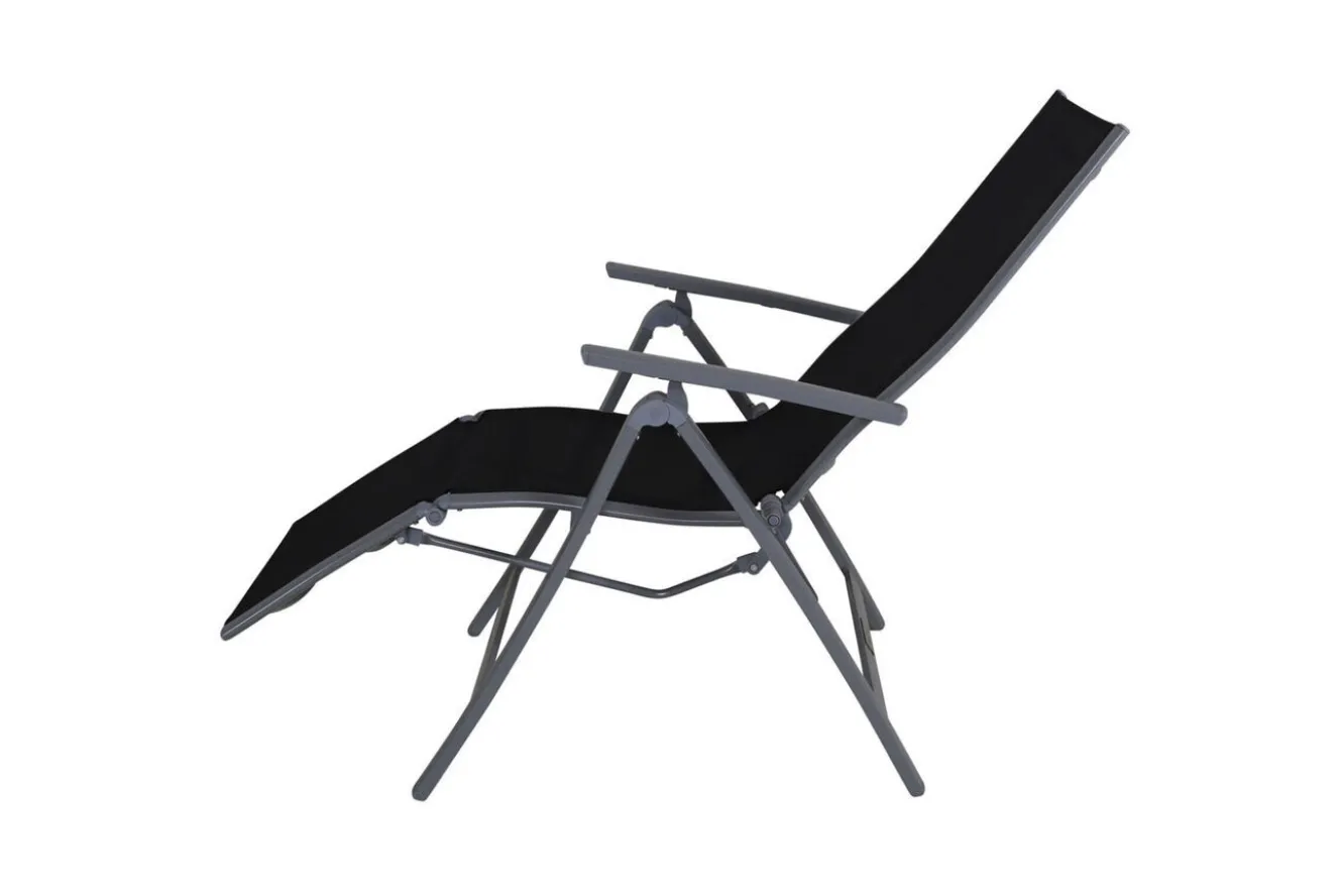 VILLANA Sylvania Relaxsessel, silber/schwarz, Alu/Textilene, 67 x 58 x 110 cm, klappbar