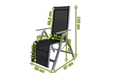 VILLANA Sylvania Relaxsessel, silber/schwarz, Alu/Textilene, 67 x 58 x 110 cm, klappbar