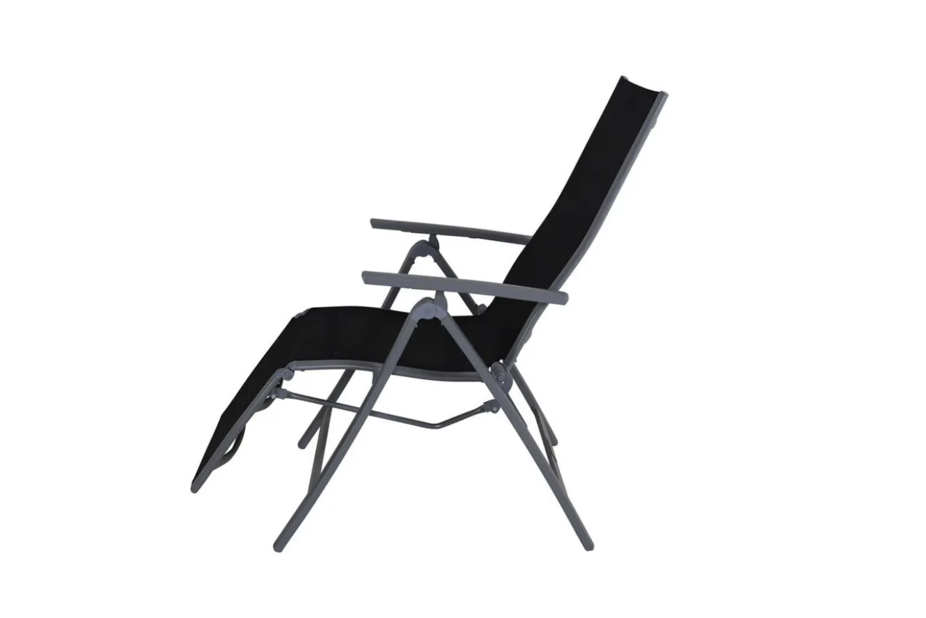 VILLANA Sylvania Relaxsessel, silber/schwarz, Alu/Textilene, 67 x 58 x 110 cm, klappbar