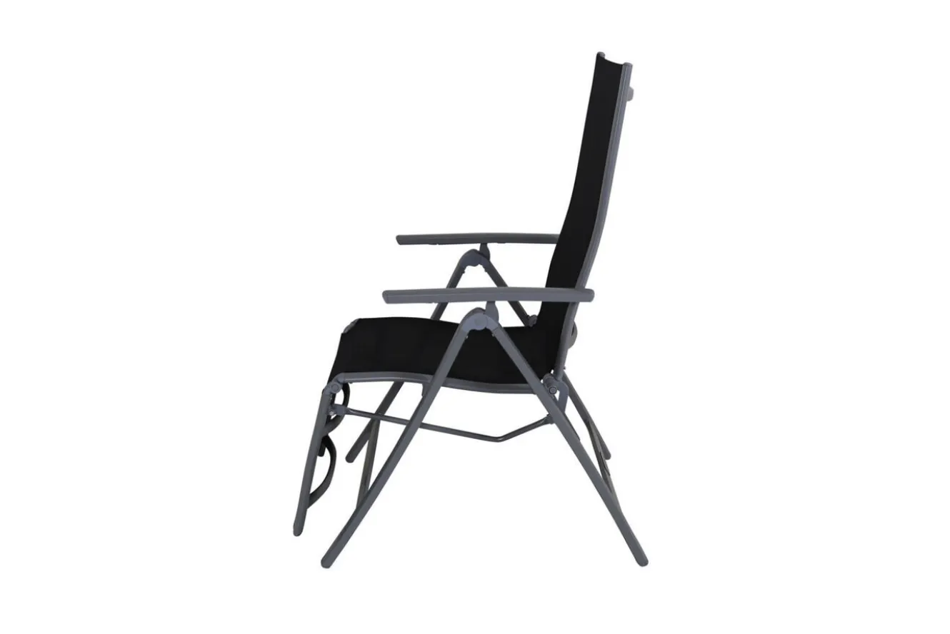 VILLANA Sylvania Relaxsessel, silber/schwarz, Alu/Textilene, 67 x 58 x 110 cm, klappbar