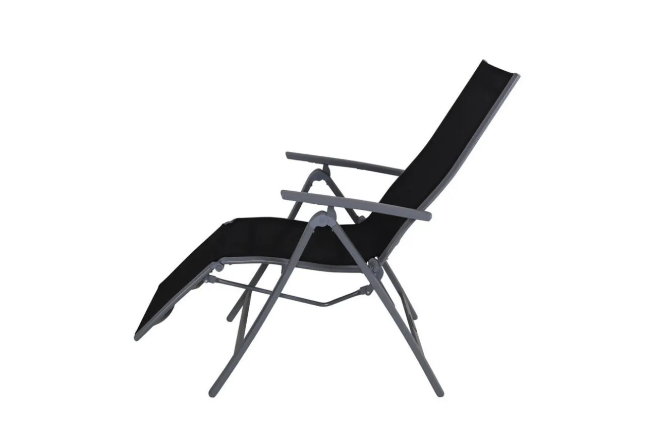 VILLANA Sylvania Relaxsessel, silber/schwarz, Alu/Textilene, 67 x 58 x 110 cm, klappbar