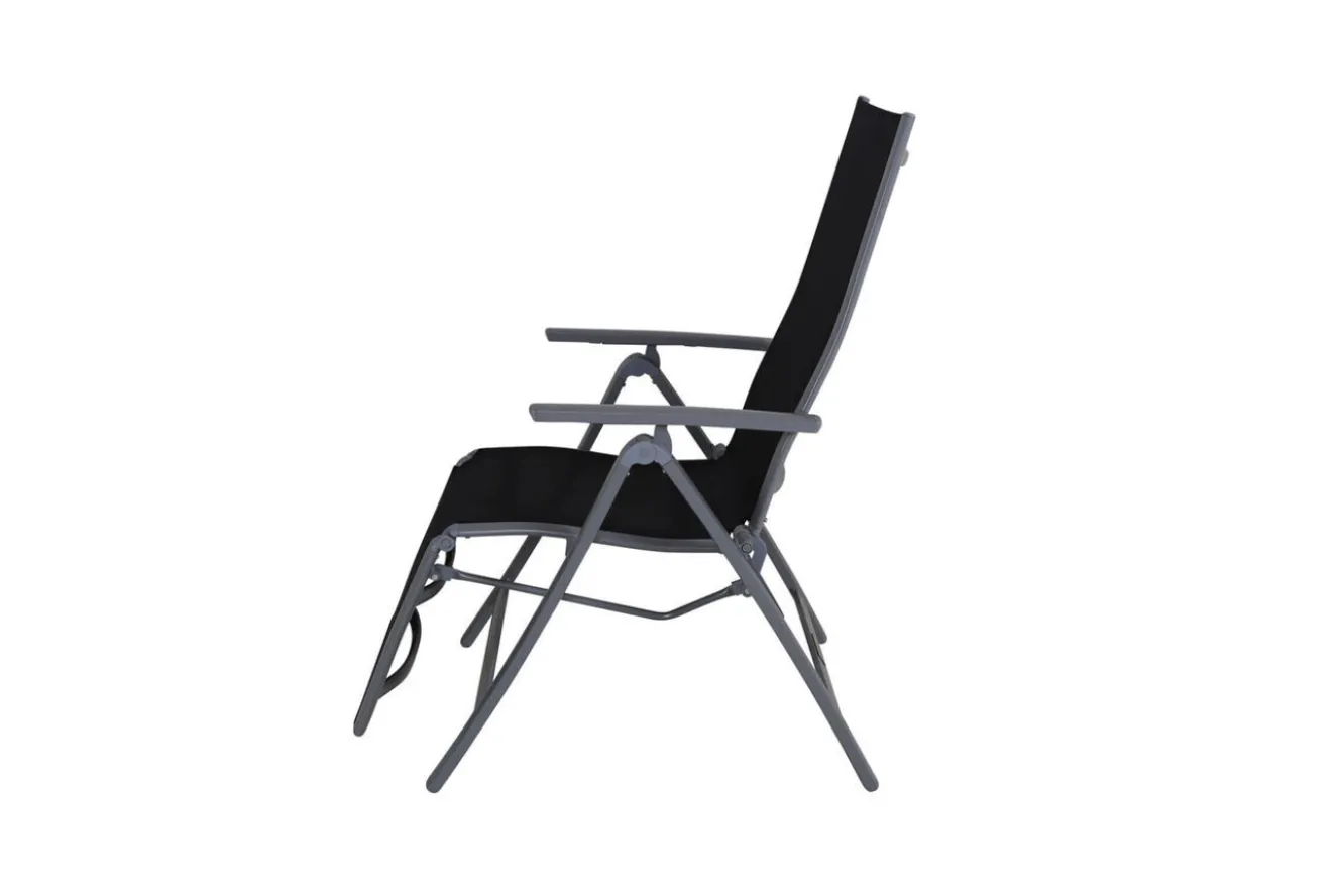 VILLANA Sylvania Relaxsessel, silber/schwarz, Alu/Textilene, 67 x 58 x 110 cm, klappbar