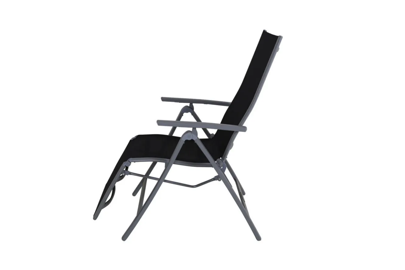 VILLANA Sylvania Relaxsessel, silber/schwarz, Alu/Textilene, 67 x 58 x 110 cm, klappbar