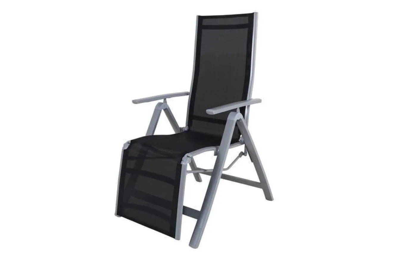 VILLANA Sylvania Relaxsessel, silber/schwarz, Alu/Textilene, 67 x 58 x 110 cm, klappbar