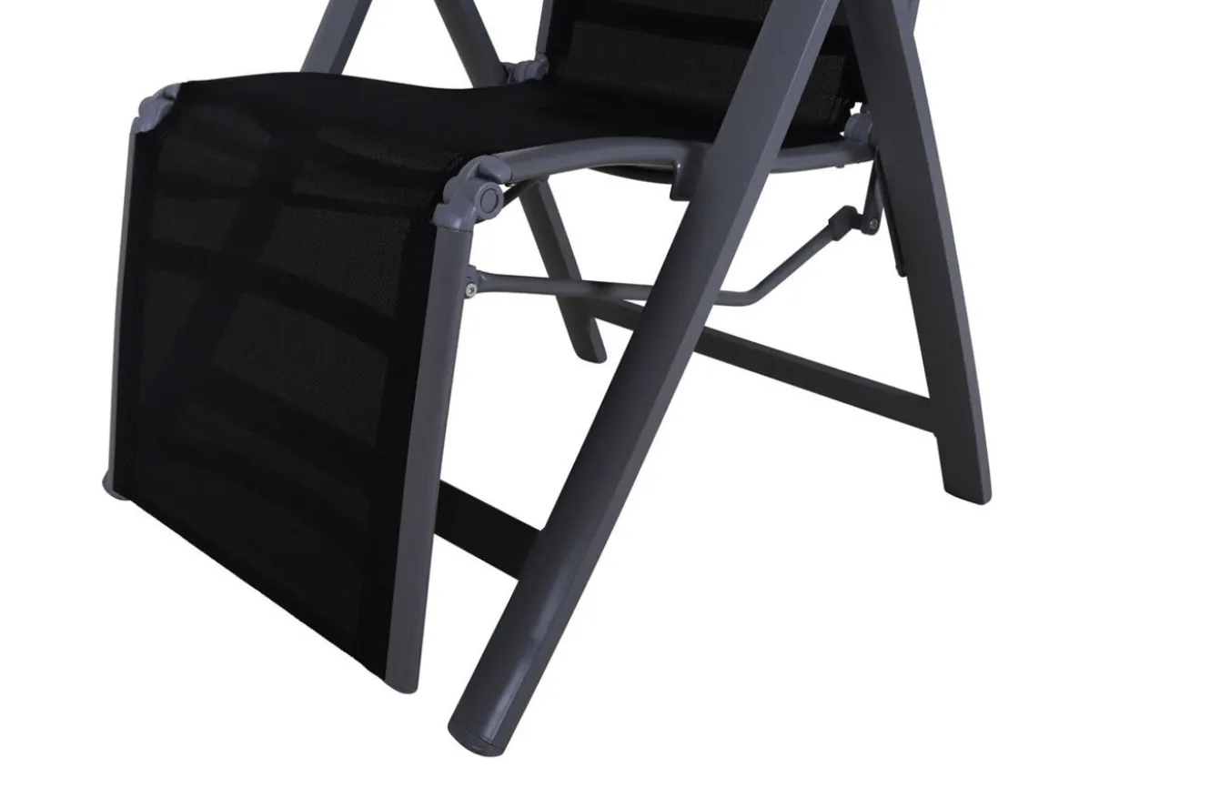 VILLANA Sylvania Relaxsessel, silber/schwarz, Alu/Textilene, 67 x 58 x 110 cm, klappbar