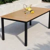 VILLANA Tasmania Esstisch, anthrazit/naturbelassen, Alu/Eukalyptus, 180 x 90 cm, FSC®-zertifiziertes Produkt