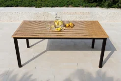 VILLANA Tasmania Esstisch, anthrazit/naturbelassen, Alu/Eukalyptus, 180 x 90 cm, FSC®-zertifiziertes Produkt