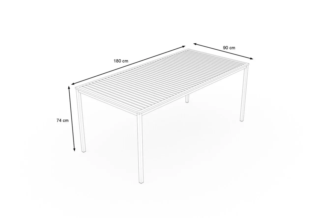 VILLANA Tasmania Esstisch, anthrazit/naturbelassen, Alu/Eukalyptus, 180 x 90 cm, FSC®-zertifiziertes Produkt